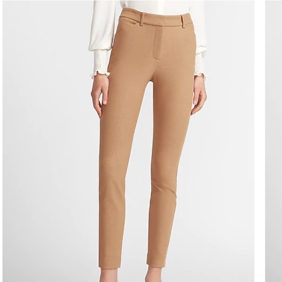 Express Camel High-waisted Textured Skinny Pant